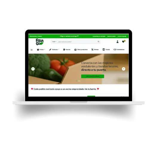 Página web de e-commerce FeriaGo desarrollada por Markettech
